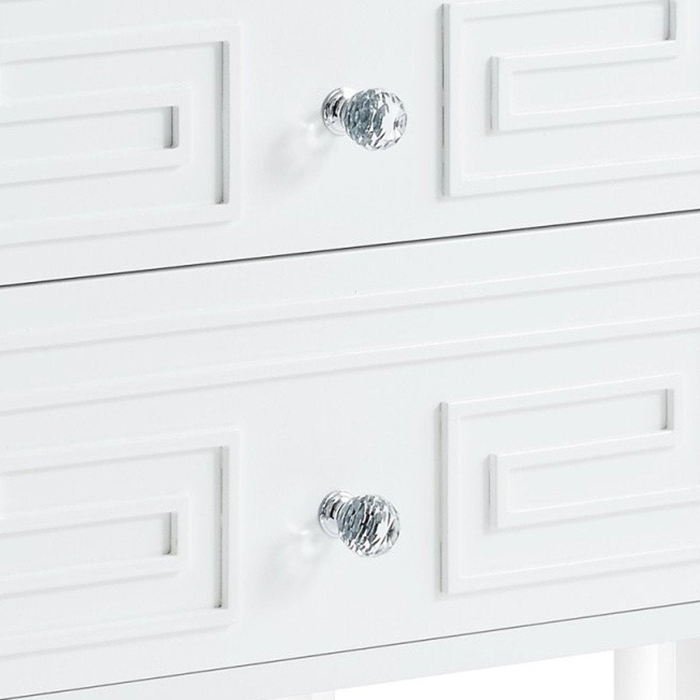 24" White And Clear Wood And Acrylic End Table With Two Drawers