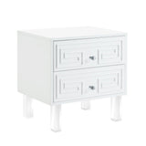 24" White And Clear Wood And Acrylic End Table With Two Drawers