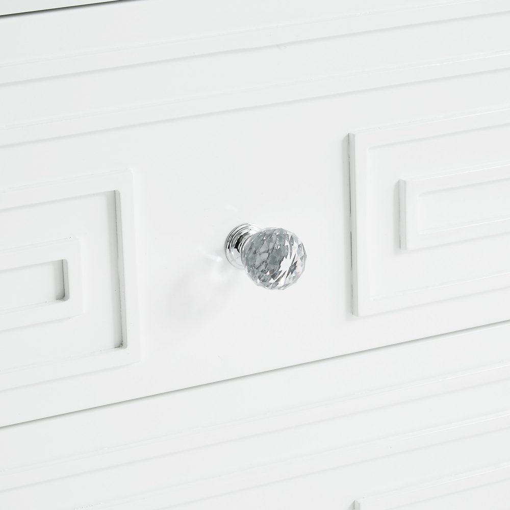 24" White And Clear Wood And Acrylic End Table With Two Drawers