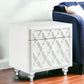 24" Clear And White End Table With Drawer And Shelf