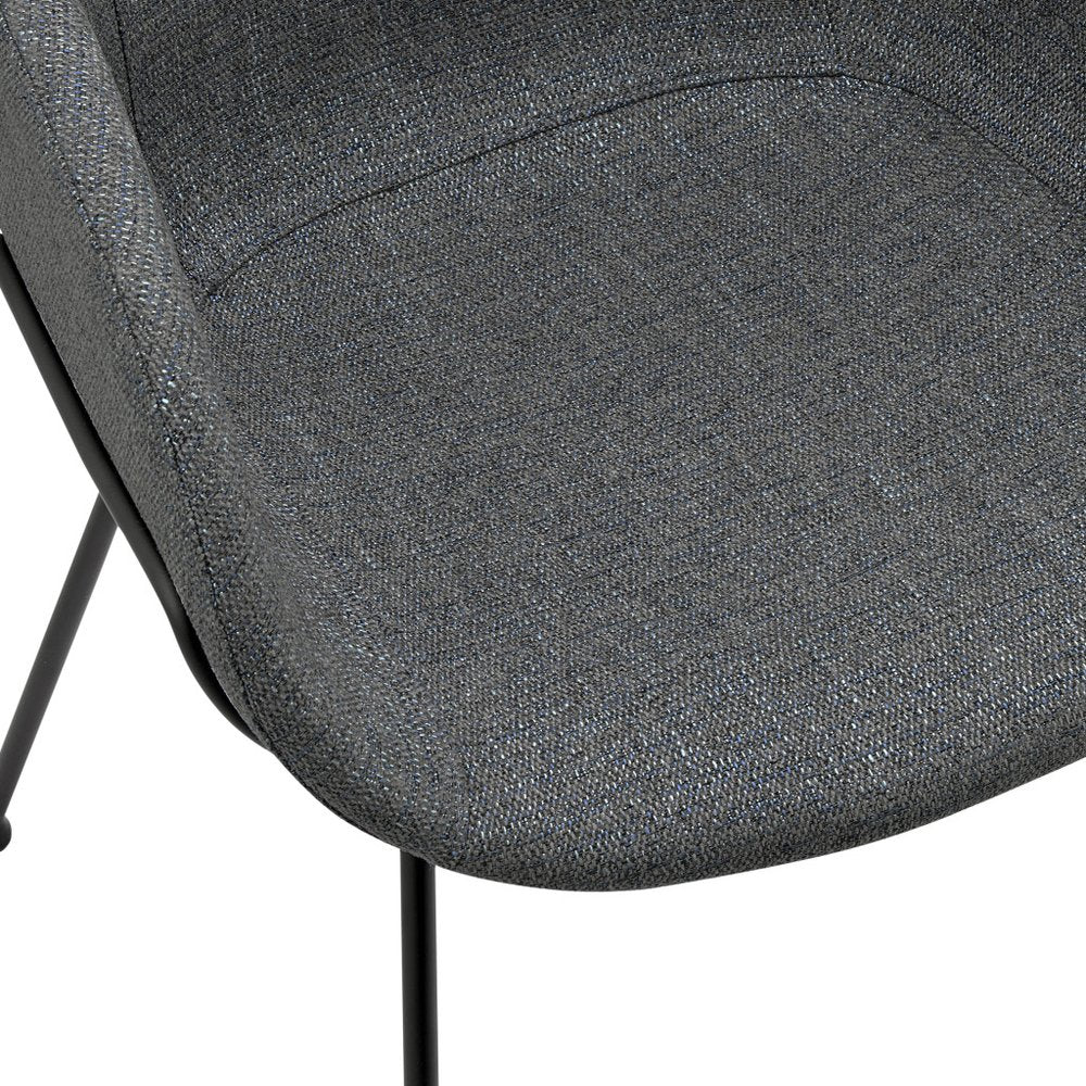 Set of Two Gray and Black Upholstered Fabric Dining Arm Chairs