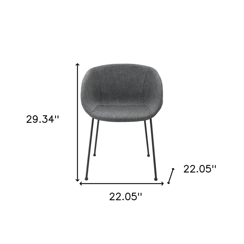 Set of Two Gray and Black Upholstered Fabric Dining Arm Chairs