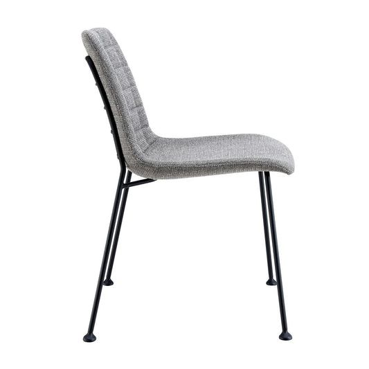 Set of Two Gray And Black Upholstered Fabric Dining Side Chairs