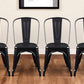 Set of Four Black Steel Dining Side Chairs
