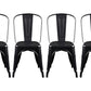 Set of Four Black Steel Dining Side Chairs