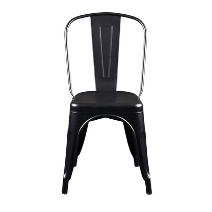 Set of Four Black Steel Dining Side Chairs