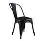 Set of Four Black Steel Dining Side Chairs