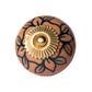 Set of Twelve Blue And Orange Ceramic And Metal Drawer Pull Knobs