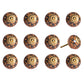 Set of Twelve Blue And Orange Ceramic And Metal Drawer Pull Knobs