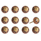 Set of Twelve Blue And Orange Ceramic And Metal Drawer Pull Knobs