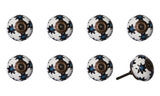 Set of Eight Black And White Ceramic And Metal Drawer Pull Knobs