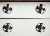 Set of Eight Black And White Ceramic And Metal Drawer Pull Knobs