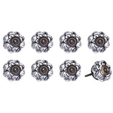 Set of Eight Black And White Ceramic And Metal Drawer Pull Knobs