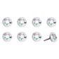 Set of Eight Light Pink And White Ceramic And Metal Floral Drawer Pull Knobs