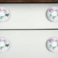 Set of Eight Light Pink And White Ceramic And Metal Floral Drawer Pull Knobs