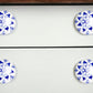 Set of Eight Blue And White Ceramic And Metal Drawer Pull Knobs