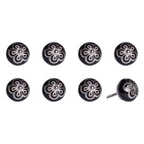 Set of Eight Black And Silver Ceramic And Metal Drawer Pull Knobs