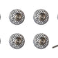 Set of Eight Black And White Ceramic And Metal Drawer Pull Knobs