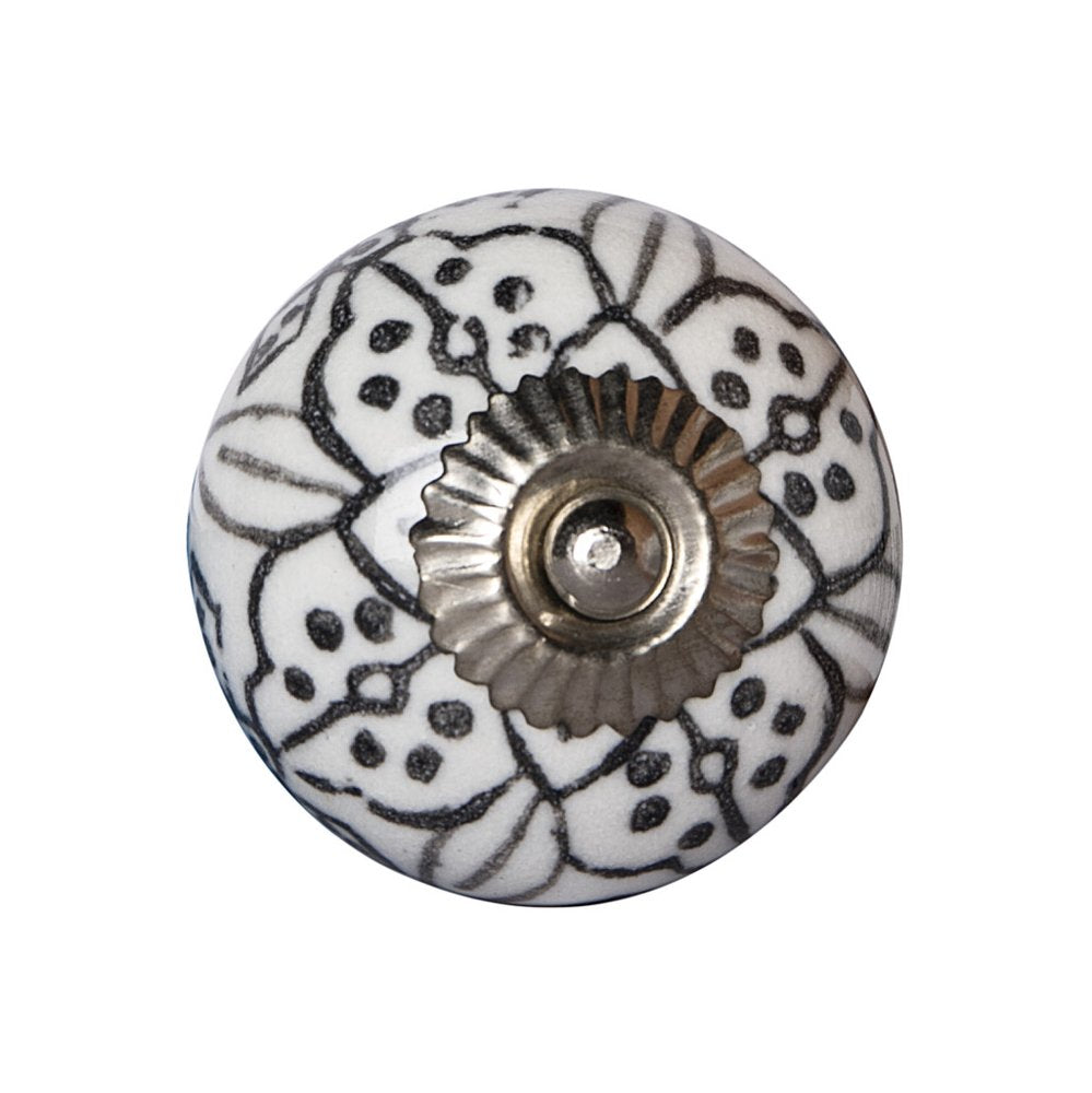 Set of Eight Black And White Ceramic And Metal Drawer Pull Knobs