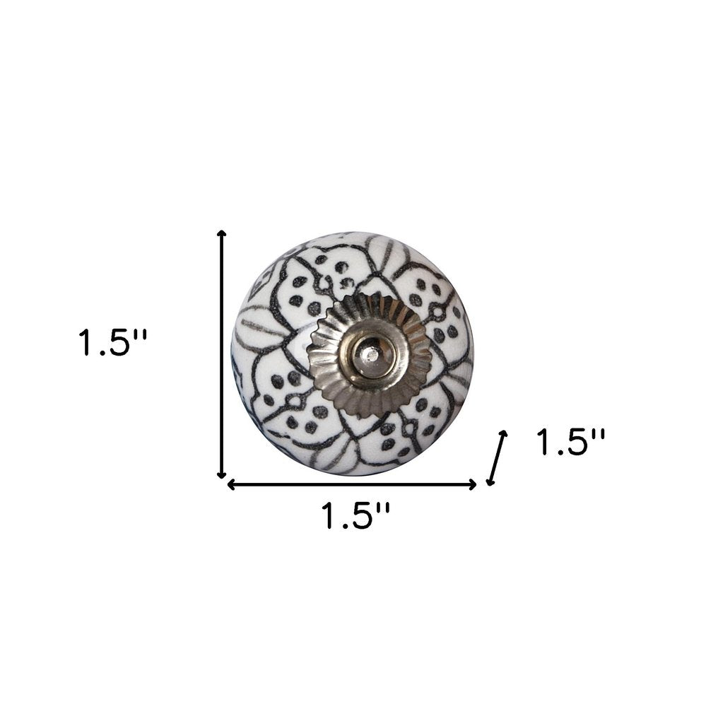 Set of Eight Black And White Ceramic And Metal Drawer Pull Knobs