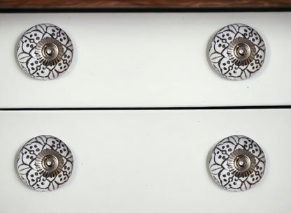Set of Eight Black And White Ceramic And Metal Drawer Pull Knobs