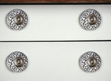 Set of Eight Black And White Ceramic And Metal Drawer Pull Knobs