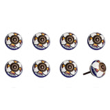Set of Eight Blue And White Ceramic And Metal Drawer Pull Knobs