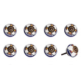 Set of Eight Blue And White Ceramic And Metal Drawer Pull Knobs