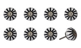 Set of Eight Black And White Ceramic And Metal Drawer Pull Knobs