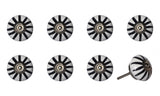 Set of Eight Black And White Ceramic And Metal Drawer Pull Knobs