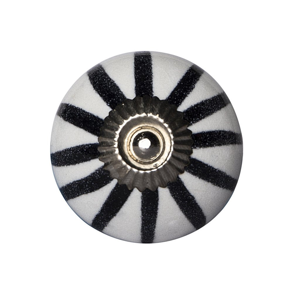 Set of Eight Black And White Ceramic And Metal Drawer Pull Knobs