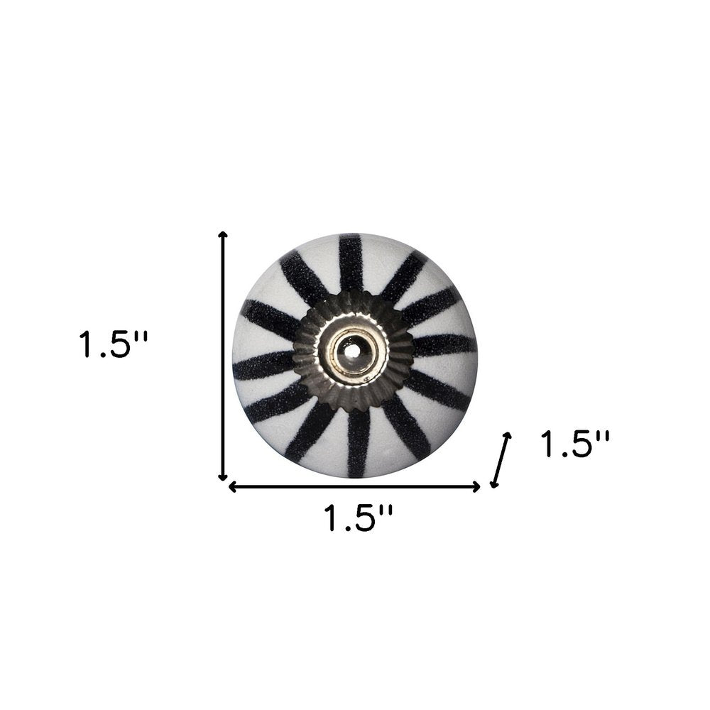 Set of Eight Black And White Ceramic And Metal Drawer Pull Knobs