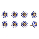 Set of Eight Blue And White Ceramic And Metal Drawer Pull Knobs