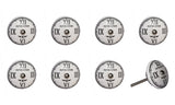 Set of Eight Black And White Ceramic And Metal Drawer Pull Knobs