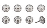 Set of Eight Black And White Ceramic And Metal Drawer Pull Knobs