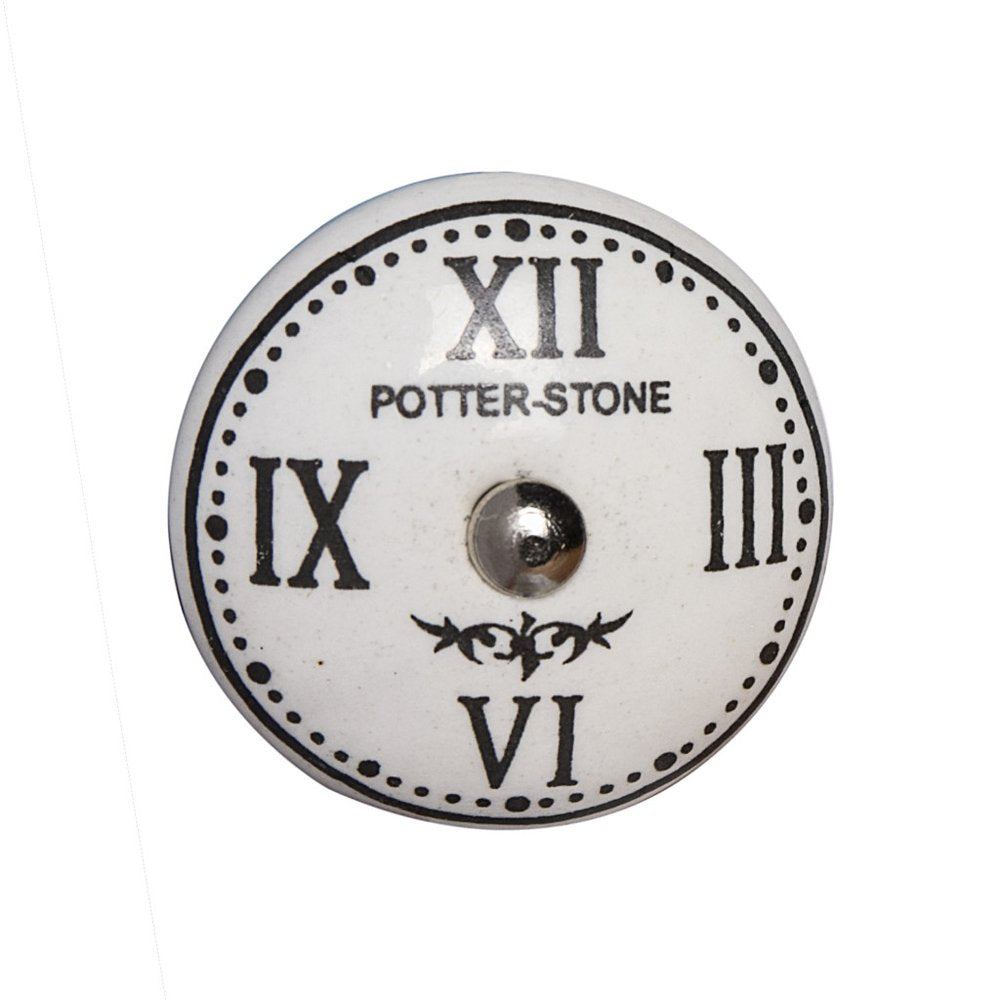 Set of Eight Black And White Ceramic And Metal Drawer Pull Knobs