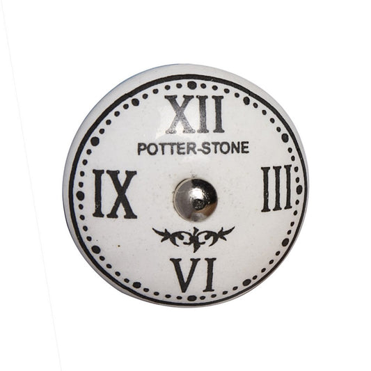 Set of Eight Black And White Ceramic And Metal Drawer Pull Knobs