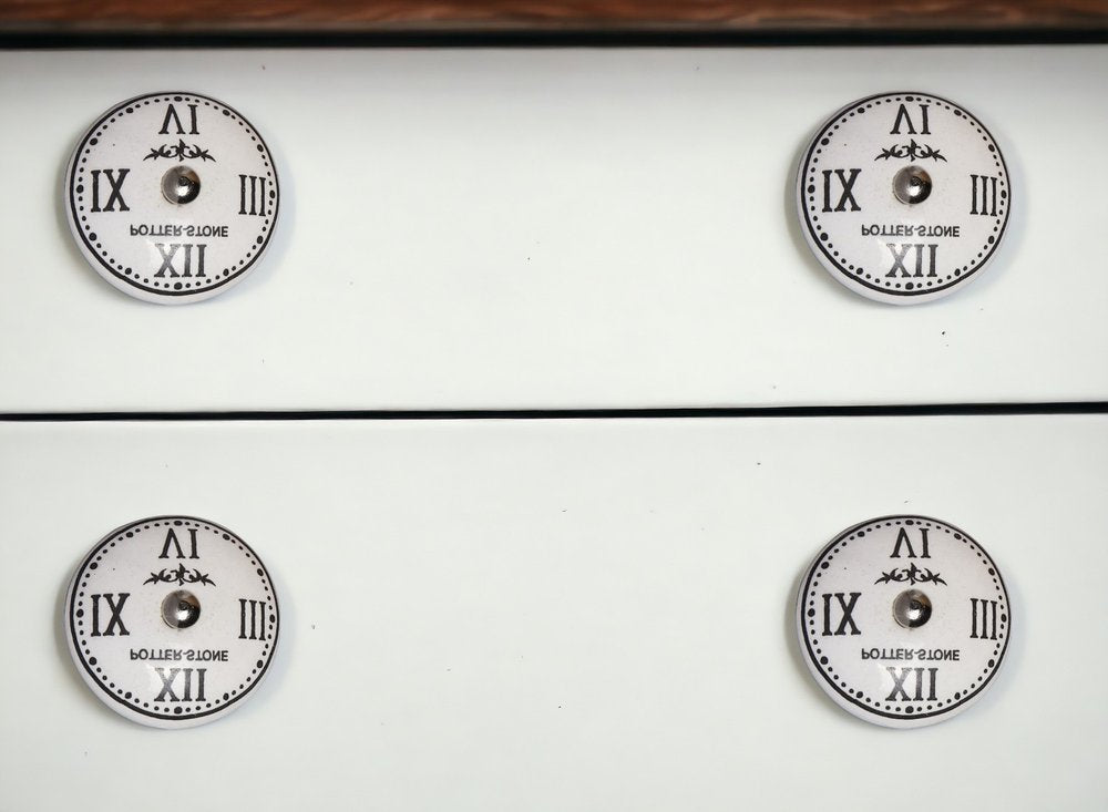 Set of Eight Black And White Ceramic And Metal Drawer Pull Knobs