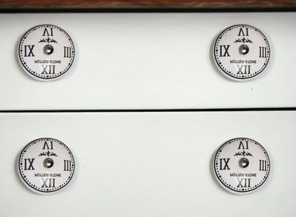 Set of Eight Black And White Ceramic And Metal Drawer Pull Knobs