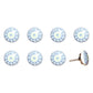 Set of Eight Light Blue And White Ceramic And Metal Drawer Pull Knobs