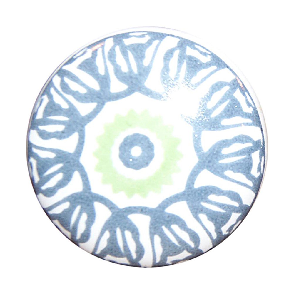 Set of Eight Light Blue And White Ceramic And Metal Drawer Pull Knobs