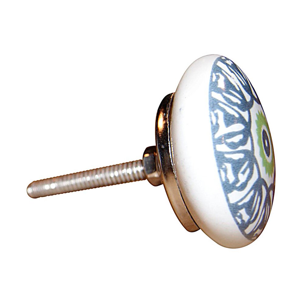 Set of Eight Light Blue And White Ceramic And Metal Drawer Pull Knobs