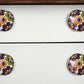 Set of Eight Blue And Orange Ceramic And Metal Drawer Pull Knobs