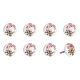 Set of Eight Yellow And White Ceramic And Metal Drawer Pull Knobs