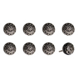 Set of Eight Black And Silver Ceramic And Metal Drawer Pull Knobs