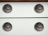 Set of Eight Black And Silver Ceramic And Metal Drawer Pull Knobs