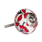 Set of Eight White And Red Ceramic And Metal Drawer Pull Knobs