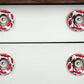 Set of Eight White And Red Ceramic And Metal Drawer Pull Knobs