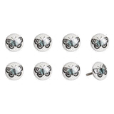 Set of Eight Black And White Ceramic And Metal Drawer Pull Knobs