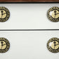 Set of Eight Black And Off White Ceramic And Metal Drawer Pull Knobs